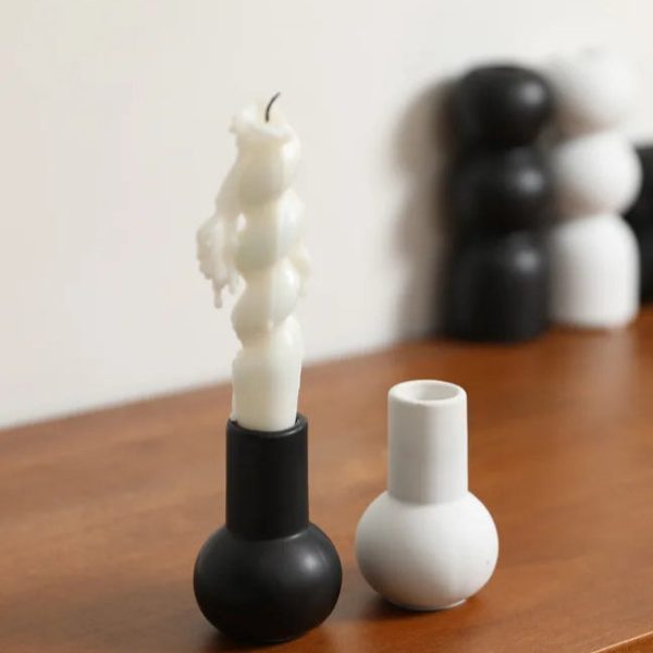 Bougeoir moderne en céramique noir