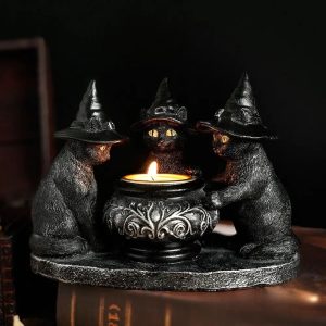 Bougeoir décoratif noir pour les amoureux des chats