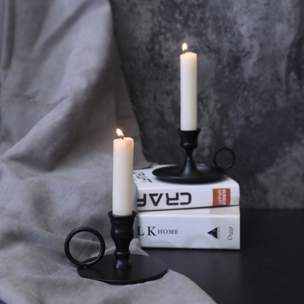 Coupelle plate noire pour bougeoirs modernes