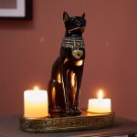Bougeoir noir Déesse Bastet élégant et mystérieux