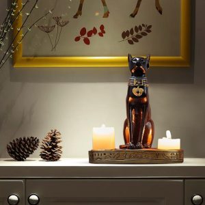 Accessoire de décoration noir, bougeoir Déesse Bastet