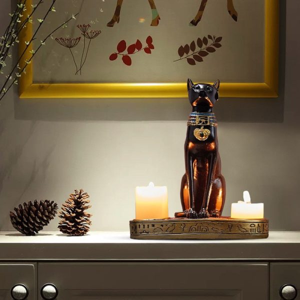 Accessoire de décoration noir, bougeoir Déesse Bastet