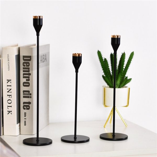 Bougeoir noir élégant - Flûte x3