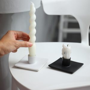 Bougeoir Noir élégant en forme carrée