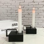 Bougeoir noir industriel élégant en duo