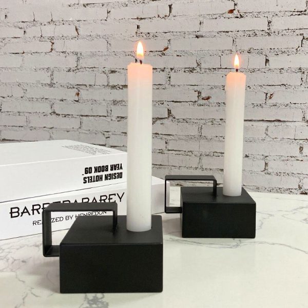 Bougeoir noir industriel élégant en duo