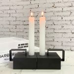 Set de deux bougeoirs noirs stylés