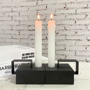 Set de deux bougeoirs noirs stylés