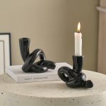 Bougeoir Noir élégant avec nœud