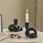 Bougeoir design noir avec nœud