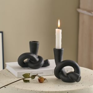 Bougeoir design noir avec nœud