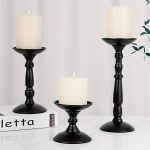 Bougeoir de style pilier en finition noire