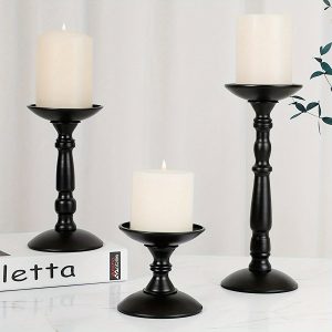 Bougeoir de style pilier en finition noire