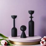 Bougeoir Noir Seventies x3 élégant et moderne