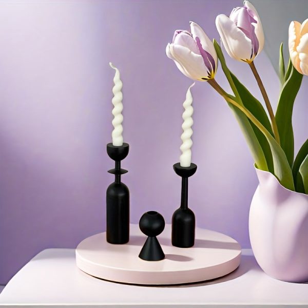 Bougeoir noir Seventies idéal pour décoration intérieure