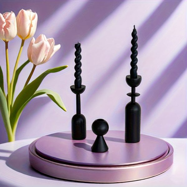 Bougeoir noir x3, style vintage pour votre table