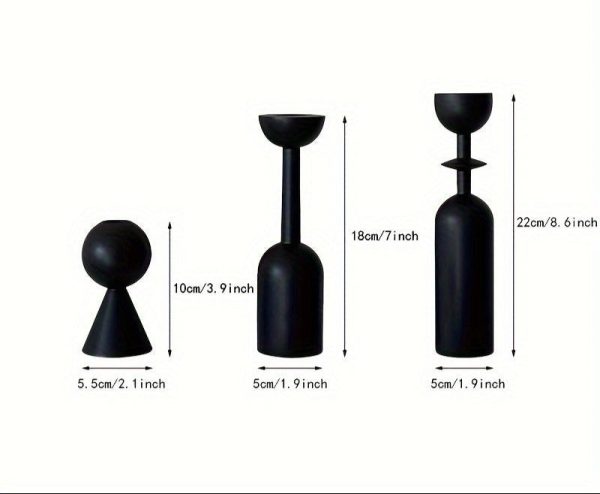 Accessoire déco : bougeoir noir tendance x3