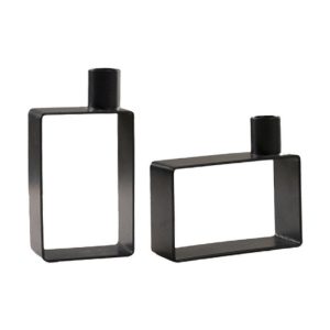 Set de 2 Bougeoirs Noirs au style minimaliste