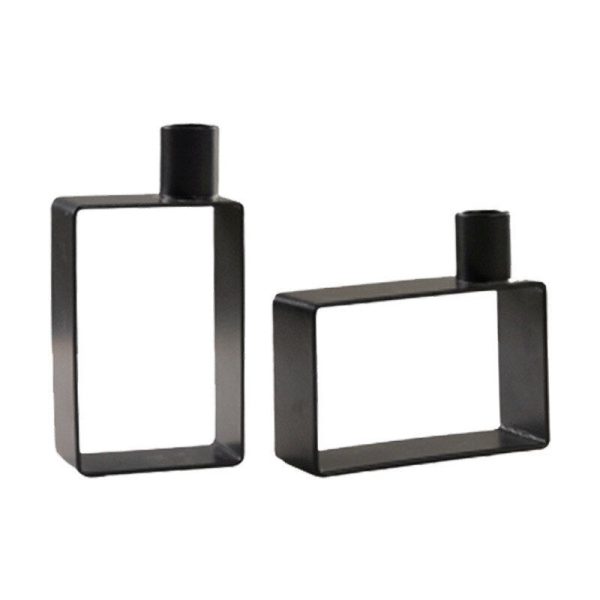Set de 2 Bougeoirs Noirs au style minimaliste