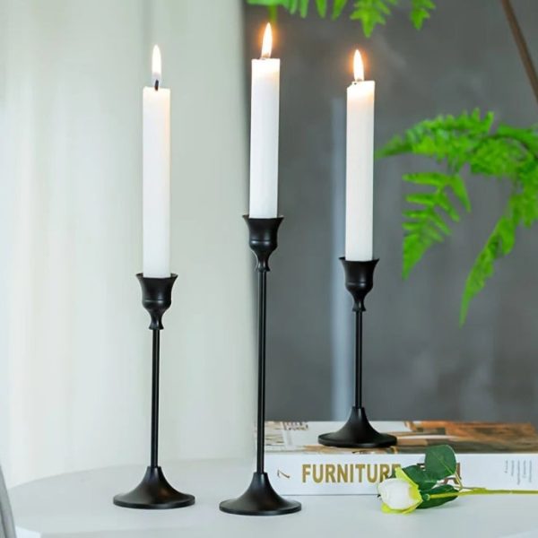 Bougeoir noir Tulipe, ensemble de 3 pièces