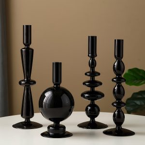 Bougeoir Noir en Verre