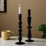 Bougeoir en Verre, design noir moderne
