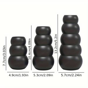 Set de 3 bougeoirs noirs au style vintage