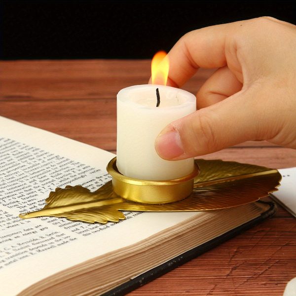 Élégant bougeoir plume dorée, décoration en fer