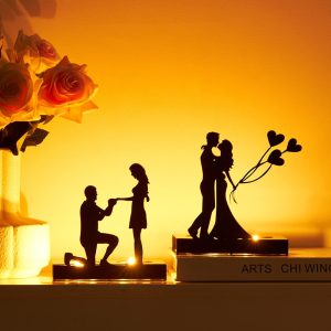 Bougeoir Silhouette - Amoureux en métal forgé