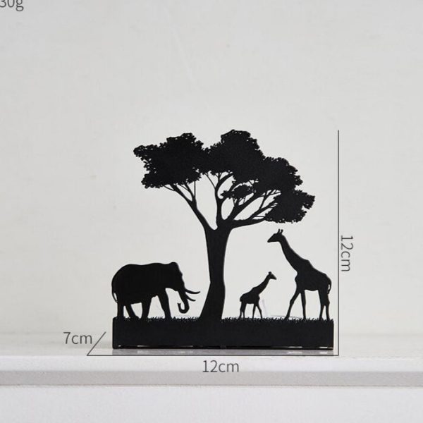 Bougeoir en fer forgé avec design silhouette savane