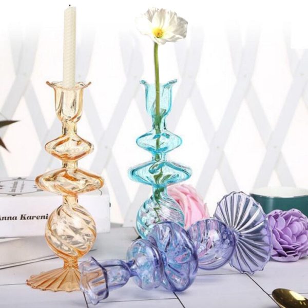 Bougeoir en verre design pour soliflore