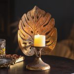 Bougeoir Doré Tropical élégant pour décoration intérieure