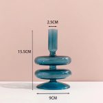 Bougeoir élégant en verre teinté bleu canard