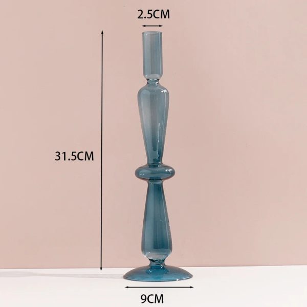 Bougeoir design en verre bleu canard