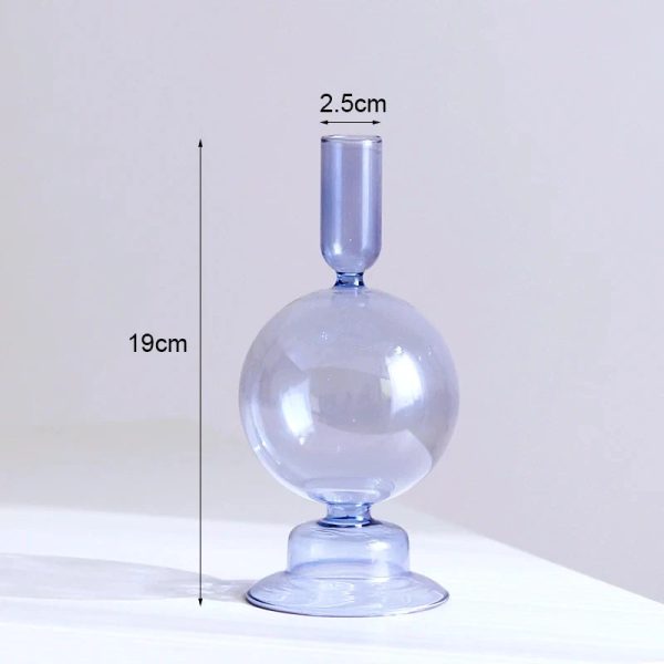 Bougeoir en verre bleu ciel élégant et décoratif