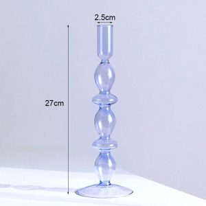 Accessoire de décoration en verre bleu pour bougies