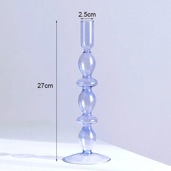 Accessoire de décoration en verre bleu pour bougies