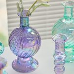 Bougeoir verre décoratif avec finition irisée