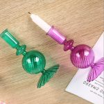 Bougeoir en verre décoratif, bulles colorées