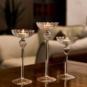 Bougeoir en verre couleur champagne élégant