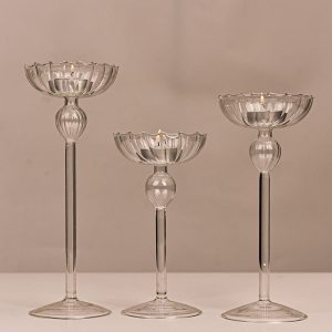 Accessoire de table : bougeoir en verre champagne
