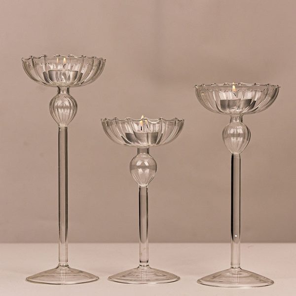 Accessoire de table : bougeoir en verre champagne