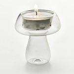 Bougeoir en verre à motif de champignon