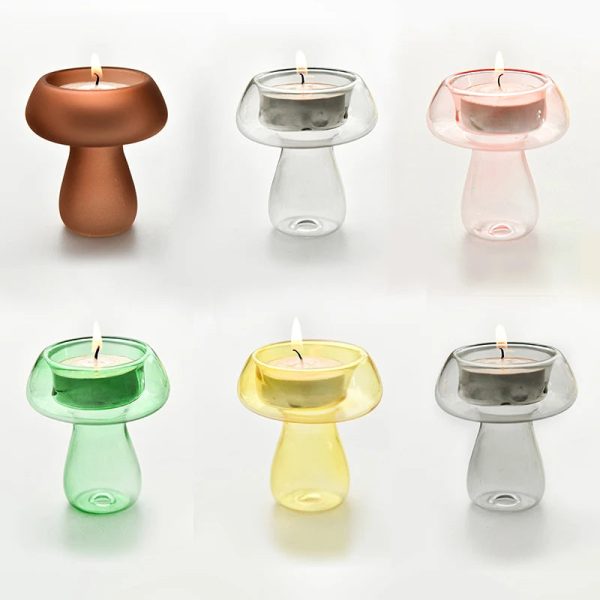Bougeoir en verre minimaliste style champignon