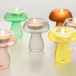 Bougeoir en verre champignon décoratif