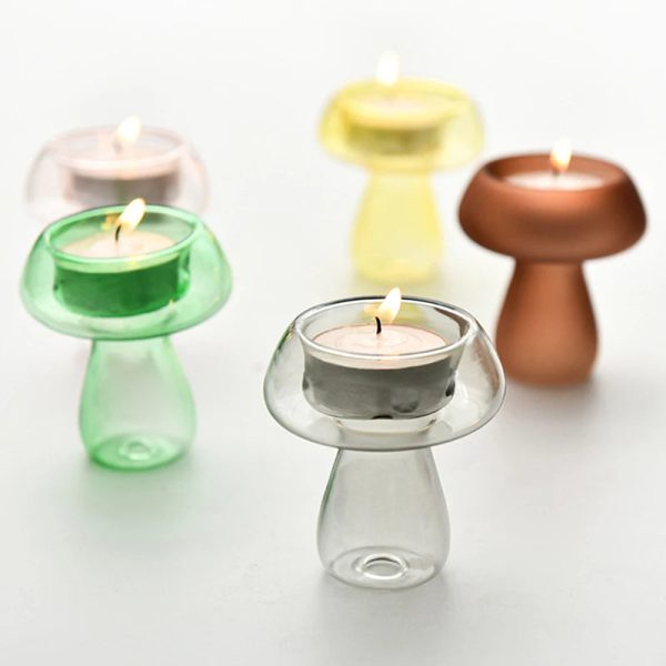 Bougeoir en verre design champignon