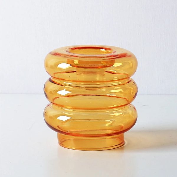 Bougeoir en verre à motifs