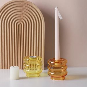 Bougeoir en verre décoratif
