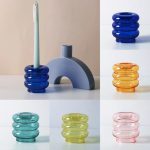 Bougeoir en verre multicolore