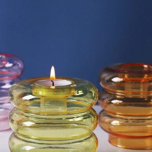 Bougeoir coloré en verre